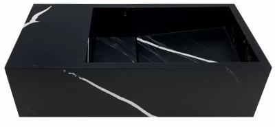 Solid-S Marble pevný povrch fontány B36xD18xH10cm mramor matný černý vlevo bez otvoru pro kohoutek 1208954636