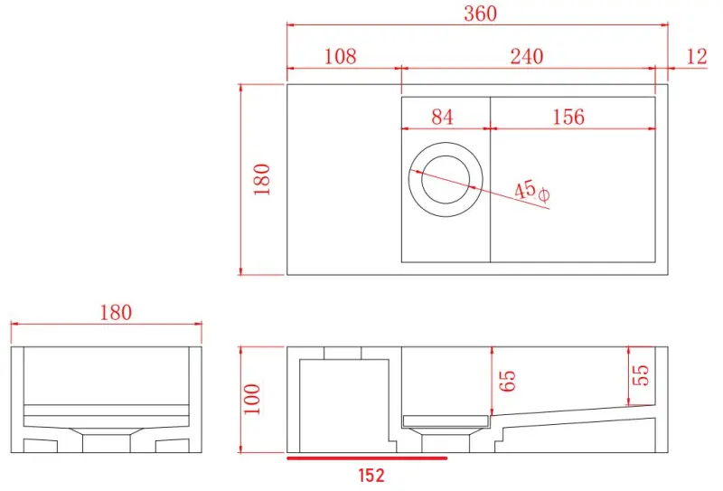 Solid-S Marble pevný povrch fontány B36xD18xH10cm mramor matný černý vlevo bez otvoru pro kohoutek 1208954636