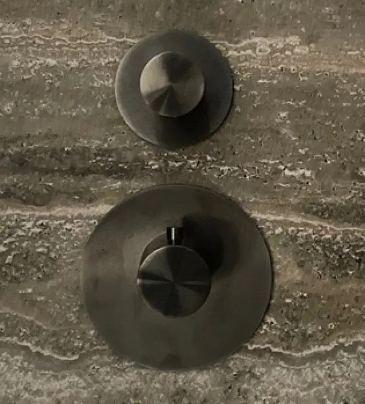 SB 316 AESTHETICS Kružnice Vestavěná termostatická baterie s 1 výstupem / uzavírací ventil PVD gun metal kartáčovaný 1208954896