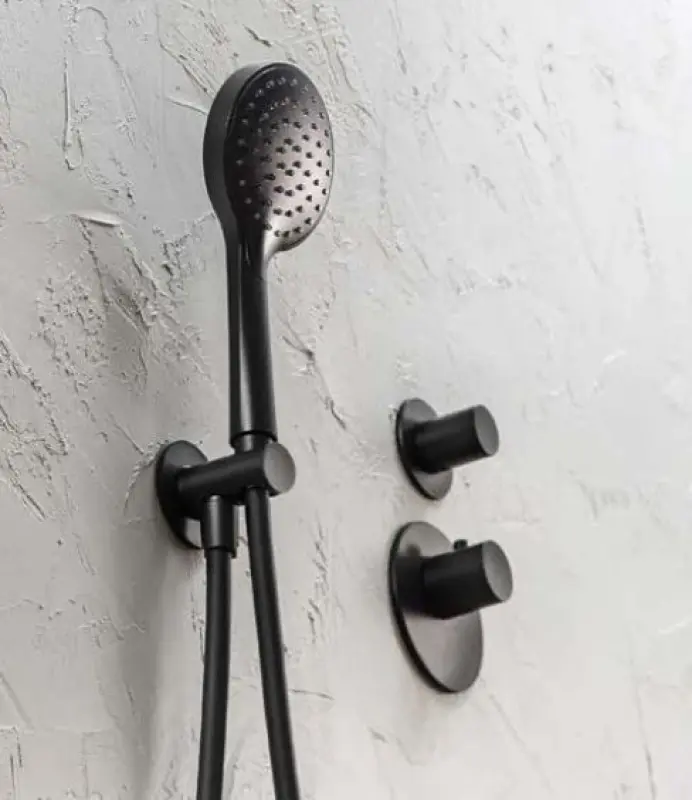 SB AESTHETICS Round vestavěná termostatická baterie se 2 výstupy / přepínací ventil matná černá 1208954916