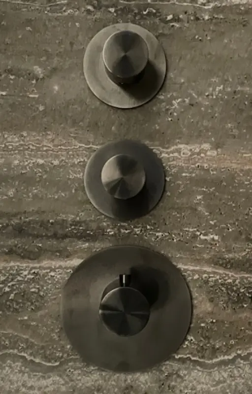 SB 316 AESTHETICS Round Vestavěná termostatická baterie s 2 výstupy / 2 x uzavírací ventil PVD kartáčovaný gun metal 1208954945