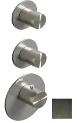 SB 316 ESTETIKA Okrúhla vstavaná termostatická batéria s 3 vývodmi s prepínačom a stopventilom PVD gun metal kartáčovaný 1208954952