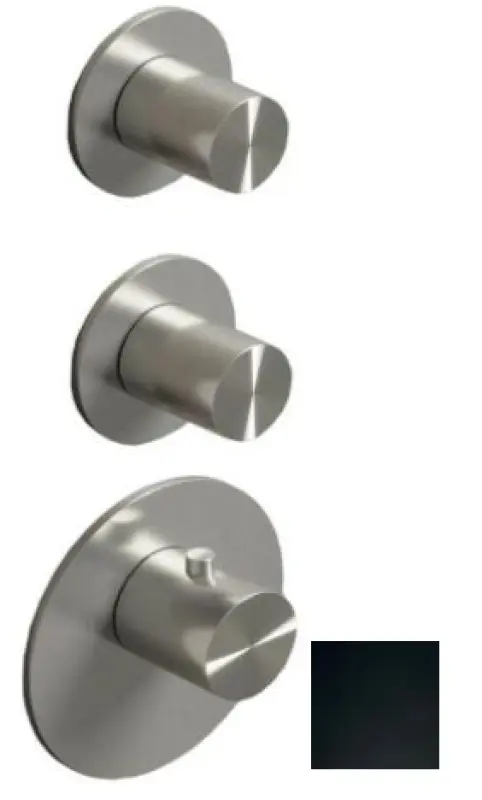 SB AESTHETICS Kulatý vestavěný termostatický ventil se 4 výstupy/ 2x zastavovací přepínací ventil matná černá 1208954961