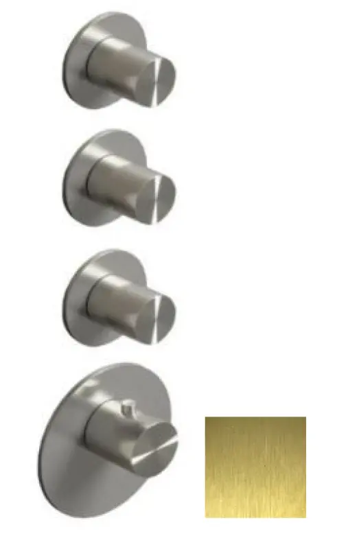 SB 316 AESTHETICS Kulatý vestavný termostatický ventil s 3 výstupy/ 3x uzavírací ventil PVD kartáčované zlato 1208954966