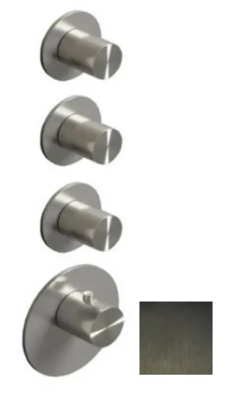 SB 316 AESTHETICS Round Vestavěná termostatická baterie s 3 vývody / 3x uzavírací ventil PVD gun metal kartáčovaný 1208954967