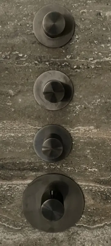 SB 316 AESTHETICS Round Vestavěná termostatická baterie s 3 vývody / 3x uzavírací ventil PVD gun metal kartáčovaný 1208954967