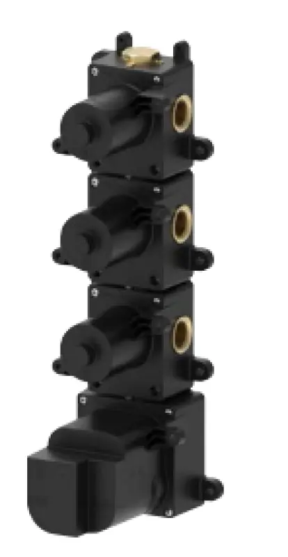 SB AESTHETICS Kulatý vestavný termostatický ventil se 3 výstupy / 3x uzavírací ventil chrom 1208954968