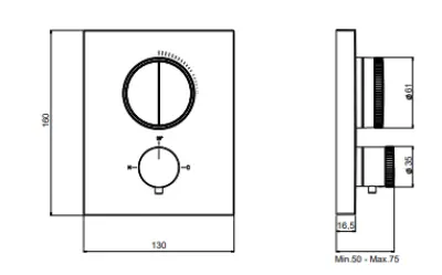 SB Push Square concealed thermostatic mixer with push button diverter and flow regulator chrome 1208955122