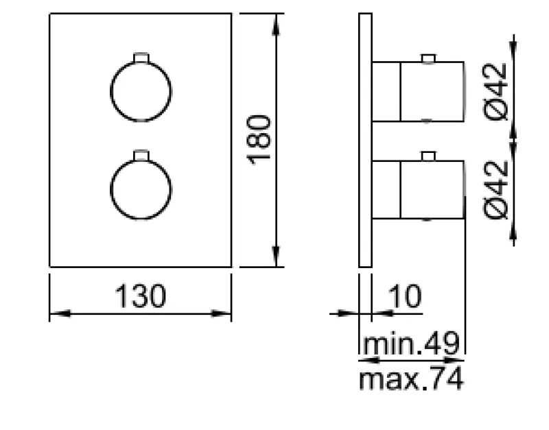SB Universální kulatý na čtvercovém vestavném termostatickém kohoutku s 2 výstupy matná černá 1208955157