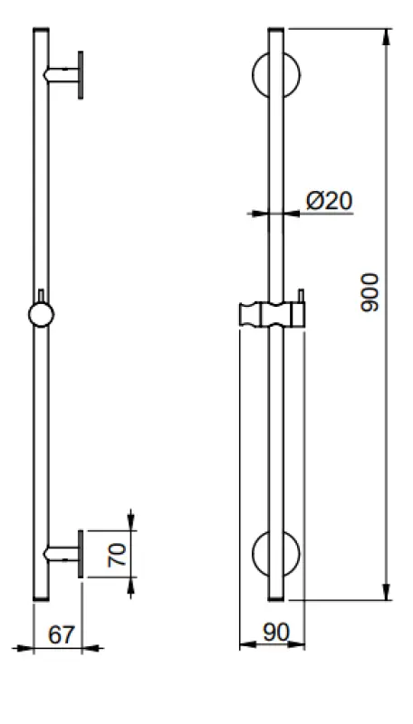 SB Rubinetterie Universale L900 posuvná tyč zcela nerezová ocel 316 1208955238