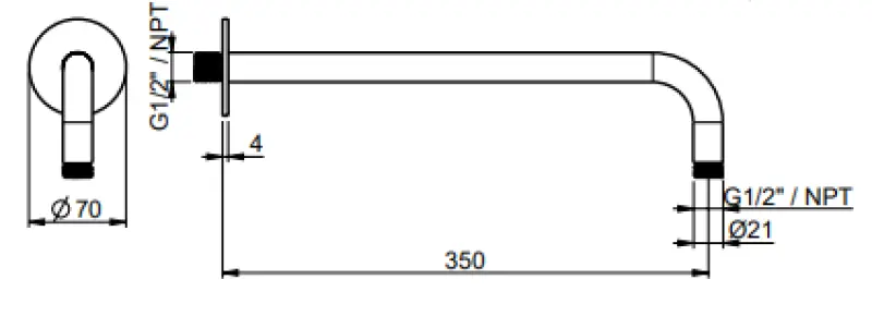 SB Round 316 nástěnná sprchová ramínko kulaté 35 cm PVD zlaté 1208955316