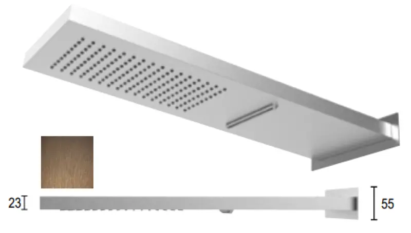 SB Square 316 Dešťová sprcha s nástěnným připojením a vodopádovou sprchou PVD měď 1208955330