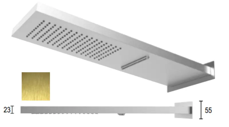 SB Square 316 Dešťová sprcha s nástěnným připojením a vodopádem PVD zlato 1208955331