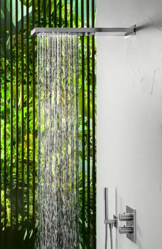 SB Square 316 Dešťová sprcha s nástěnným připojením a vodopádem PVD zlato 1208955331