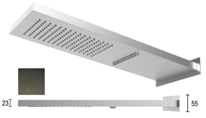 SB Square 316 Dešťová sprcha s nástěnným připojením a vodopádovou sprchou PVD gun metal 1208955332