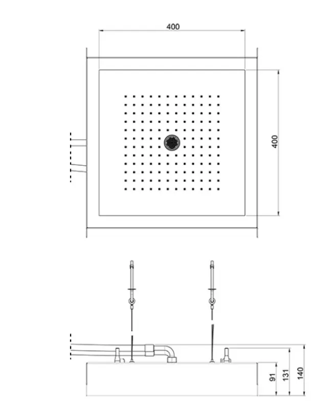 SB Rainbow zabudovaná sprchová hlavice do stropu s osvětlením, kompletně z nerezové oceli 1208955373