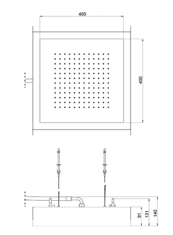 SB Rainbow Dešťová sprcha vestavěná do stropu s osvětlením a 1 proudem, plně z nerezové oceli 1208955375