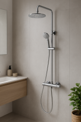 Aquadesign Valence nástěnná sprchová souprava s termostatem a dešťovou sprchou, chrom