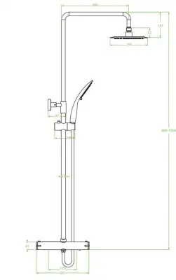 Aquadesign Valence nástěnná sprchová souprava s termostatem a dešťovou sprchou, chrom