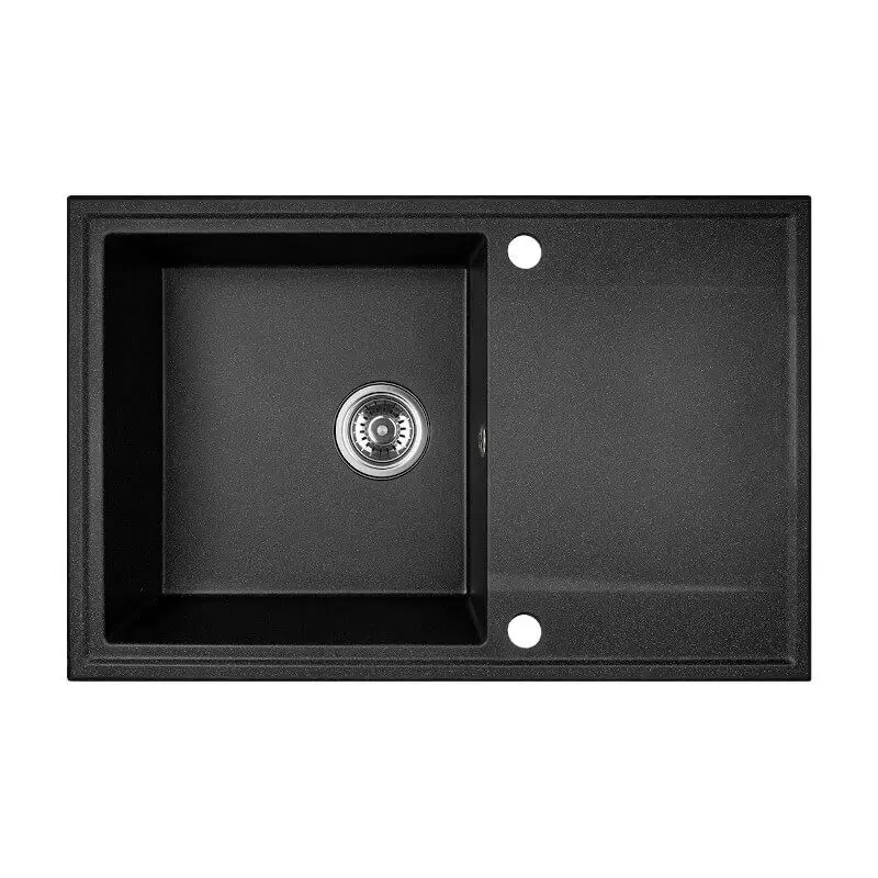 Aquadesign Cesena žulový dřez s odkapávačem, oboustranný, barva černá