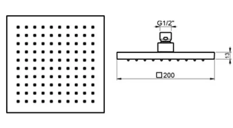 SB Rubinetterie Dešťová sprcha Eco Air úsporná čtvercová dešťová sprcha Chrom 20x20cm 1208955528