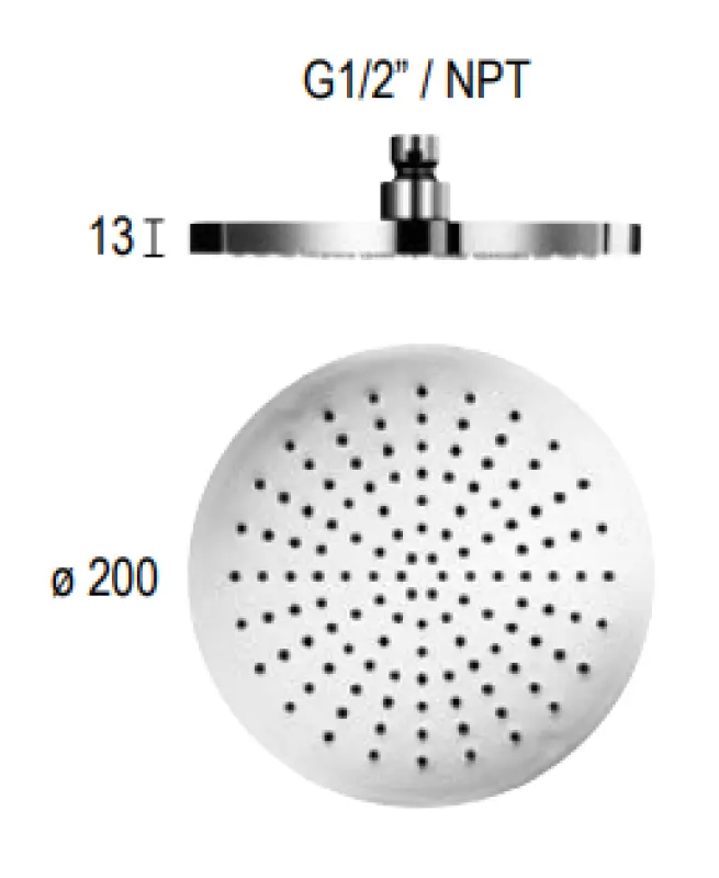 SB Round Hlavová sprcha plastová 20 cm Matná Černá 1208955600