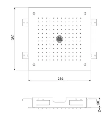 SB built-in rain shower ceiling with icicle street 38x38cm Matte Black 1208955634