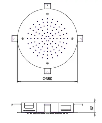 SB Round Temptation Rain Shower Built-in 38 cm PVD Gun Metal 1208955803