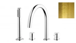 Waterevolution Flow 4-otvorová vanová baterie pro montáž na okraj vany, kartáčovaná přírodní mosaz T138LE