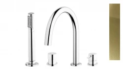 Waterevolution Flow 4-otvorová vanová baterie pro montáž na okraj vany, kompletní PVD světle zlatá T138WGE