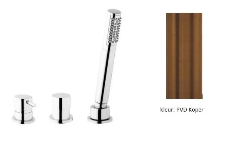 Waterevolution Flow 3-otvorová vanová baterie pro montáž na okraj vany PVD kartáčovaná měď T138SBCPE