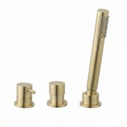 Waterevolution Flow 3-otvorová vanová baterie pro montáž na okraj vany PVD kartáčované světle zlaté T138SBWGE