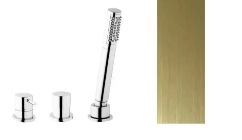 Waterevolution Flow 3-otvorová vanová baterie pro montáž na okraj vany PVD kartáčované světle zlaté T138SBWGE