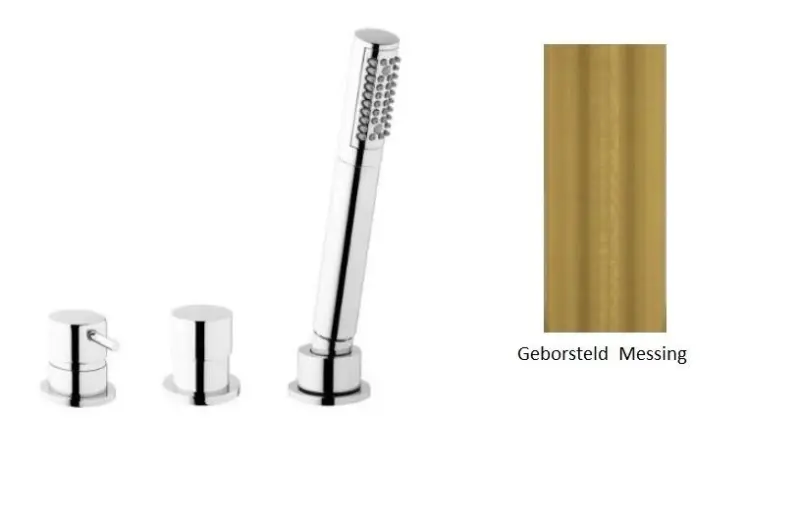 Waterevolution Flow 3-otvorová vanová baterie pro montáž na okraj vany Kartáčovaná mosaz Přírodní T138SBLE