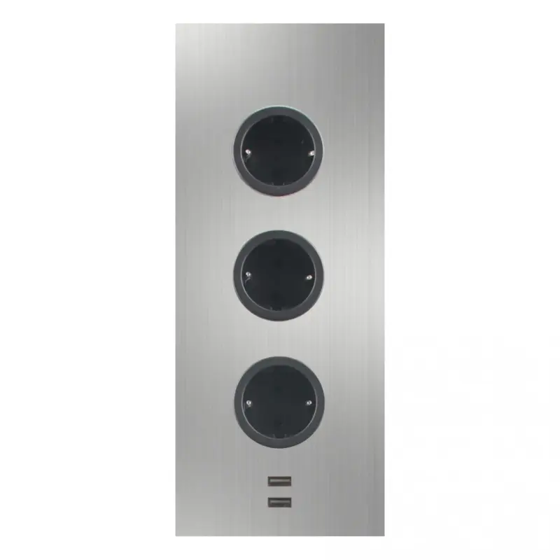 Indux Corner Energetická sloupka se 3 zásuvkami, uzemněním a 2 USB nabíječkami, nerezová ocel 1208955897