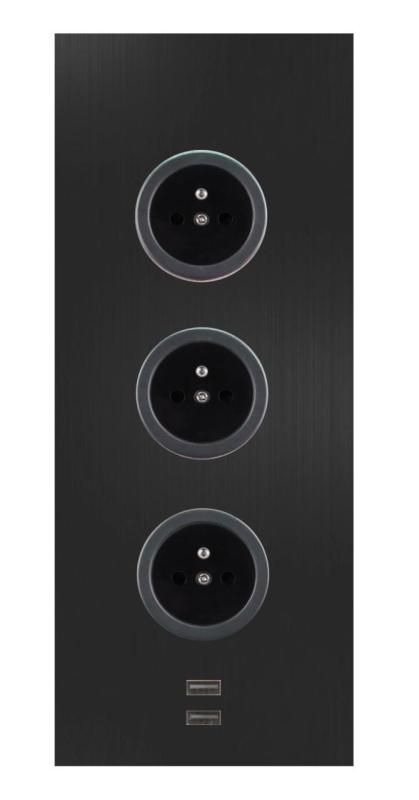Indux Corner Energetická sloupek se 3 zásuvkami, uzemněním a 2 USB nabíječkami, černý 1208955898