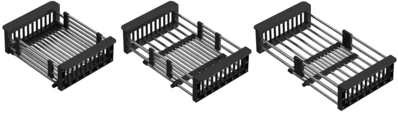 Quadri Univerzální vysouvací vložka, košík na zbytky nebo odnímatelný košík z nerezové oceli, černý, 22,5 cm široký, 1208956037