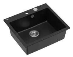 Quadri Sheffield černý granitový rovný dřez 57x50cm s otvorem pro kohoutek 1208956075