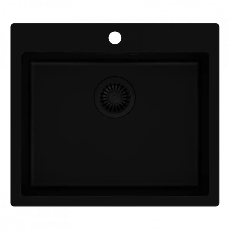 Quadri Sheffield černý žulový vestavný dřez 57x50 cm s otvorem pro baterii a černou zátkou 1208956076