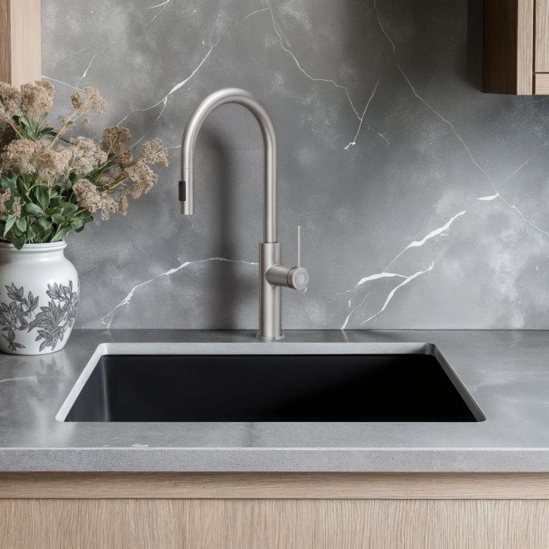 Quadri Retford kuchyňská baterie z nerezové oceli s vytahovací sprchovou hlavicí a sprchovým režimem 1208956088