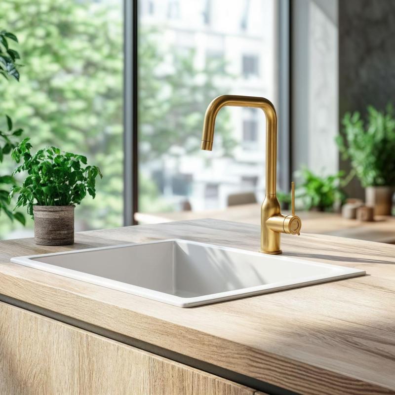 Quadri Stamford kuchyňská baterie PVD zlato s otočným rovným výtokem 1208956098