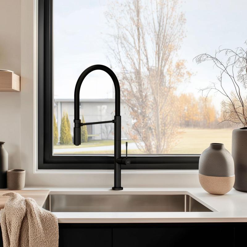 Quadri Brighton kuchyňská baterie matná černá s flexibilním výtokem černá 1208956103