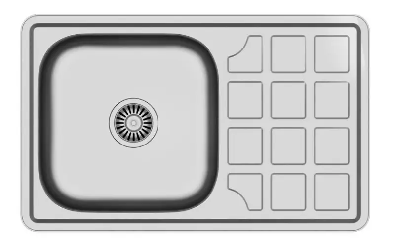 Aquadesign Basic dřez z nerezové oceli s odkapávací plochou, oboustranný, 78x48 cm, montážní typ 1208956286