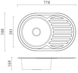 Aquadesign Basic nerezový dřez s odkapávací plochou, oboustranný, 77x50 cm, vrchní montáž, 1208956287