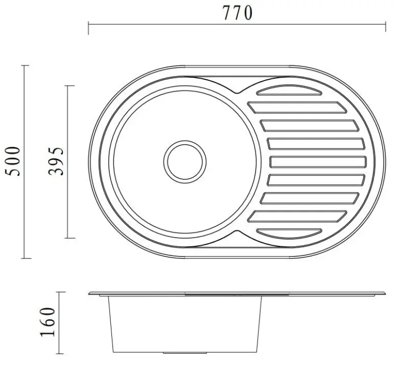Aquadesign Basic nerezový dřez s odkapávací plochou, oboustranný, 77x50 cm, vrchní montáž, 1208956287