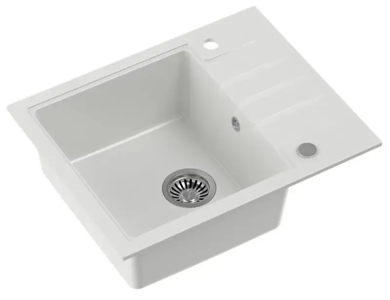 Quadri Cardigan bílý žulový vestavný dřez s odkapávačem oboustranný 62x50cm 1208956308