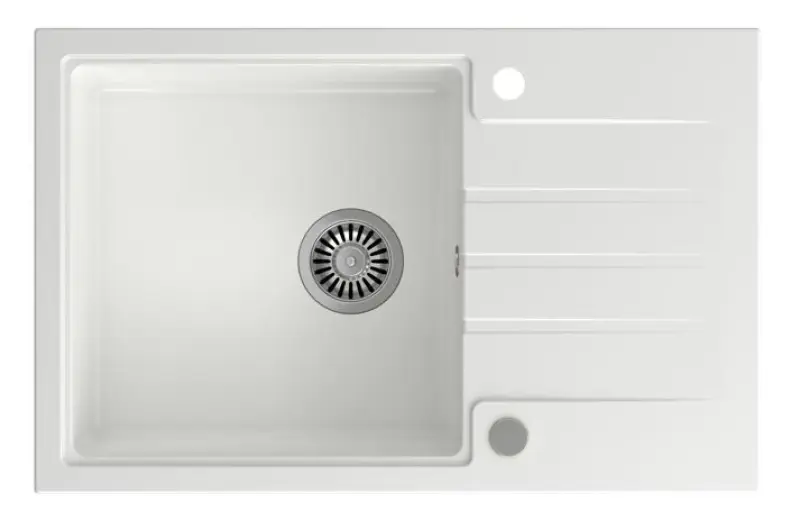Quadri Cardigan bílý žulový vestavný dřez s odkapávačem, oboustranný 78x50cm 1208956310