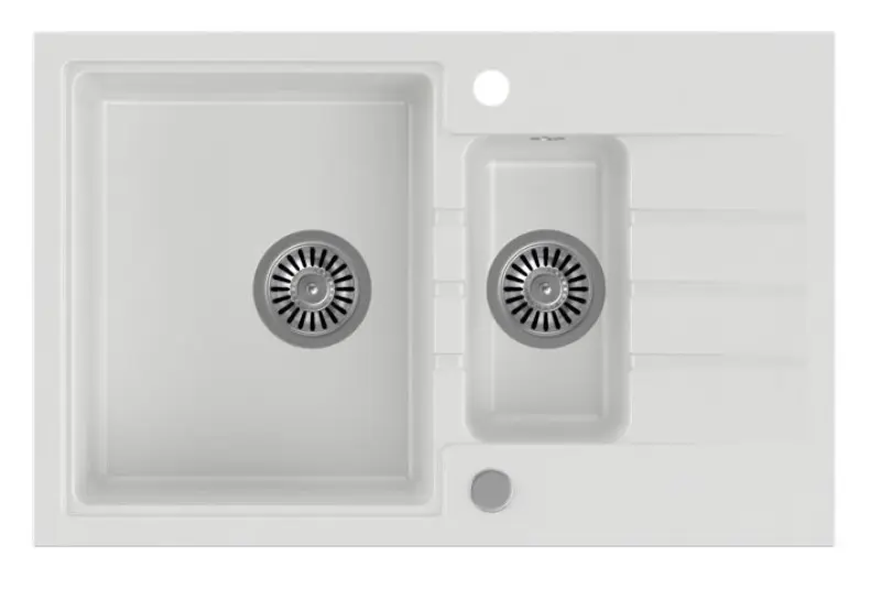 Quadri Cardigan bílý 1,5 granitový vestavný dřez s odkapem oboustranný 78x50 cm 1208956312