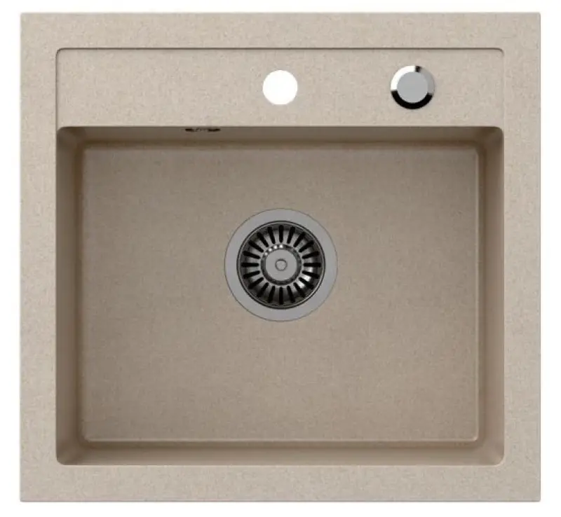 Quadri Londýn žulový pískově béžový dřez 50x47 cm s otvorem pro baterii, nástavec 1208956321