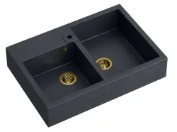 Quadri Minister Dvojité Umyvadlo Antracitový Vesnický Model 90x62cm s Zlatými Zátkami 1208956323